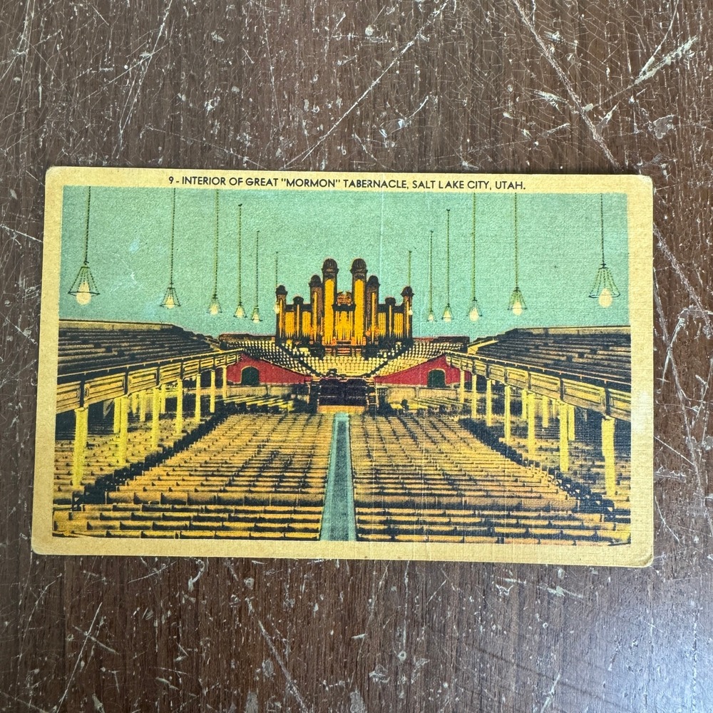 Interior of Great Mormon LDS Tabernacle Salt Lake City Utah UT Postcard Vintage‎